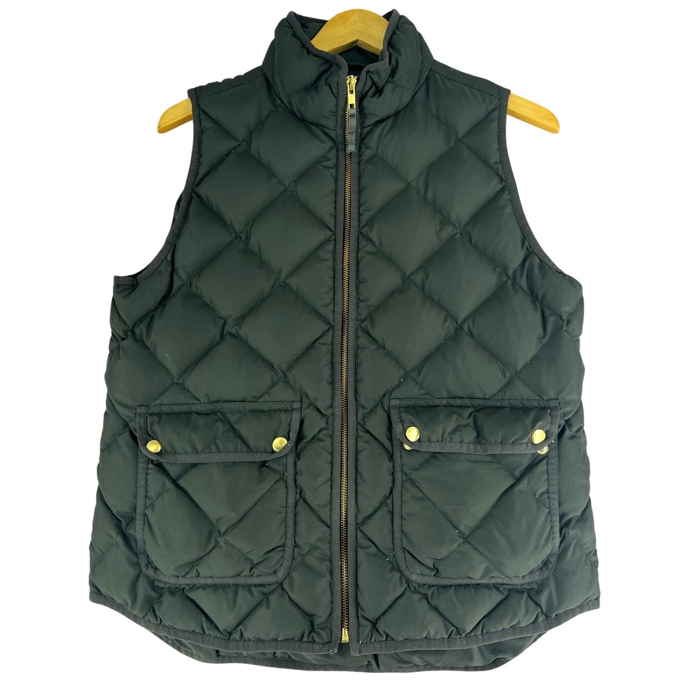J.Crew Womens‎ Excursion Quilted Down Minimalist Puffer Vest Black Preppy Size M